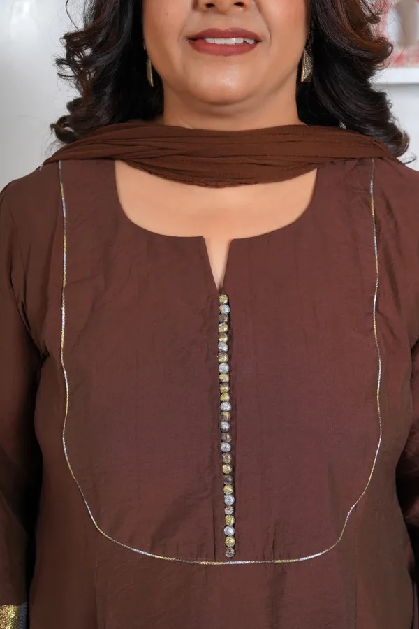 Brown_Rayon_Premium_Long_Dress_With_Dupatta_For_Women_&_Girls
