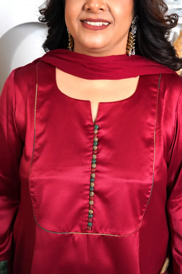 Maroon_Rayon_Premium_Long_Dress_With_Dupatta_For_Women_&_Girls