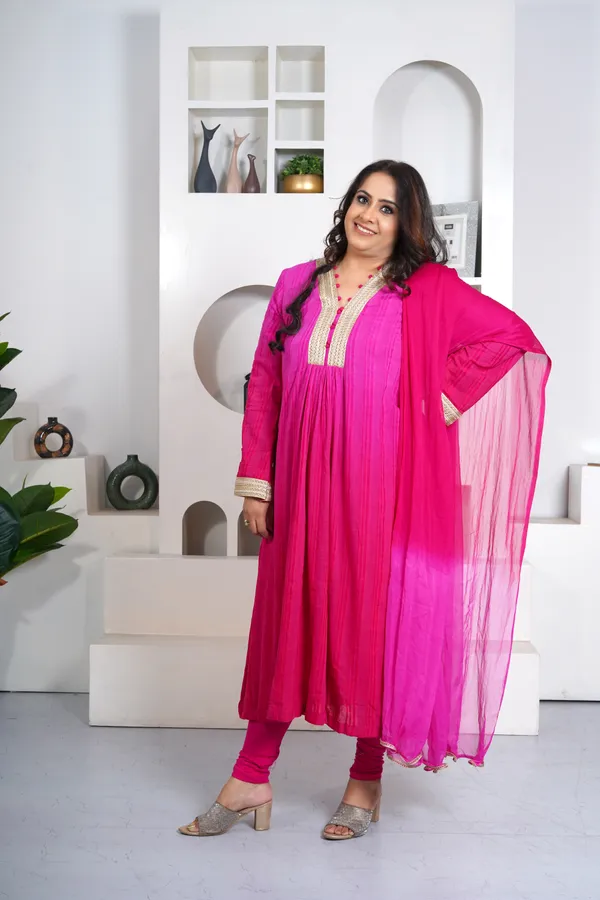Dark_Pink_Rayon_Premium_Long_Dress_With_Dupatta_For_Women_&_Girls