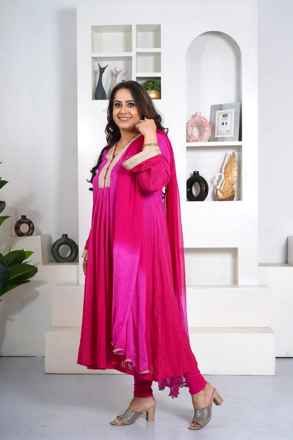 Dark_Pink_Rayon_Premium_Long_Dress_With_Dupatta_For_Women_&_Girls