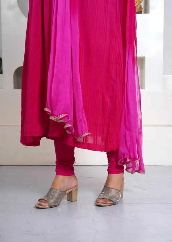 Dark_Pink_Rayon_Premium_Long_Dress_With_Dupatta_For_Women_&_Girls