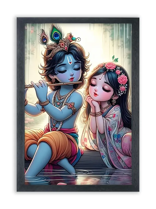 Radha_Krishna_Photo_Frame_For_Wall_Mounted_Painting_(10_*_14_Inches)_(With_Frame)