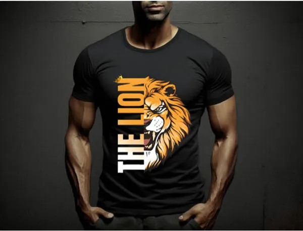 Black_Premium_Cotton_Lycra_printed_Lion_T-Shirt_For_Men