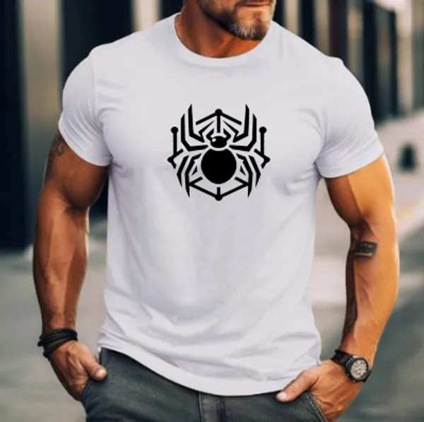White_Premium_Cotton_Lycra_printed_Spider_T-Shirt_For_Men