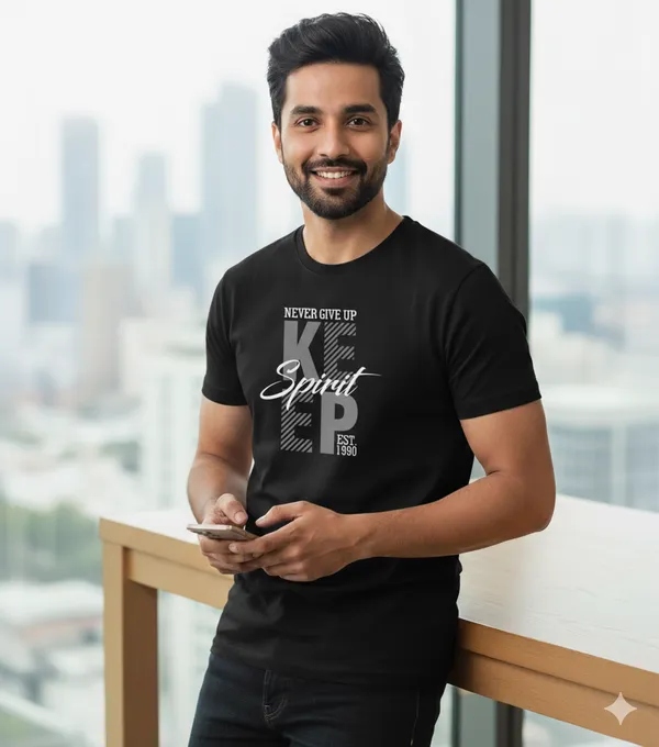 Black_Premium_Cotton_Lycra_printed_Never_Give_Up_T-Shirt_For_Men