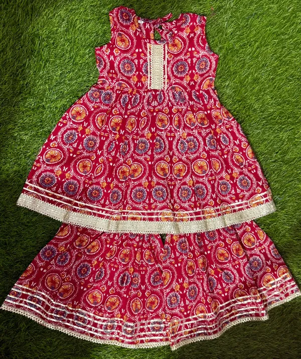 Multicolor_Cotton_Kurta_Pajama_Set_For_Girl