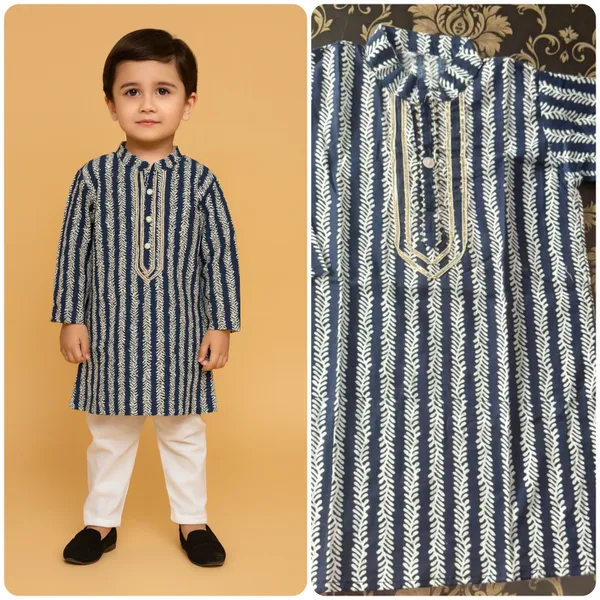 Blue_&_White_Cotton_Kurta_Pajama_Dhoti_Set_For_Boy