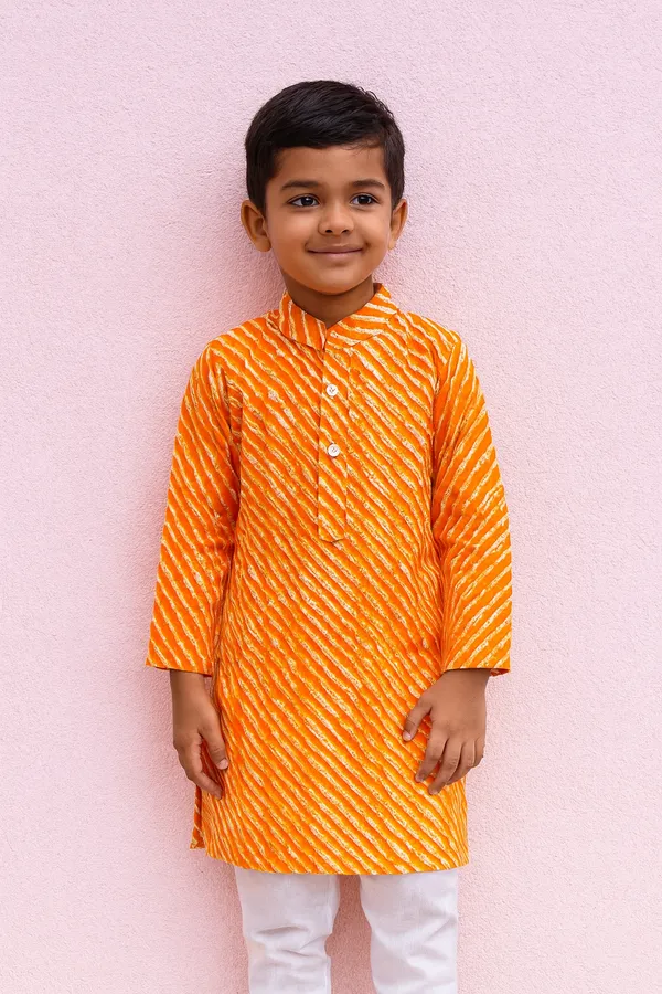 Orange_Cotton_Kurta_Pajama_Dhoti_Set_For_Boy