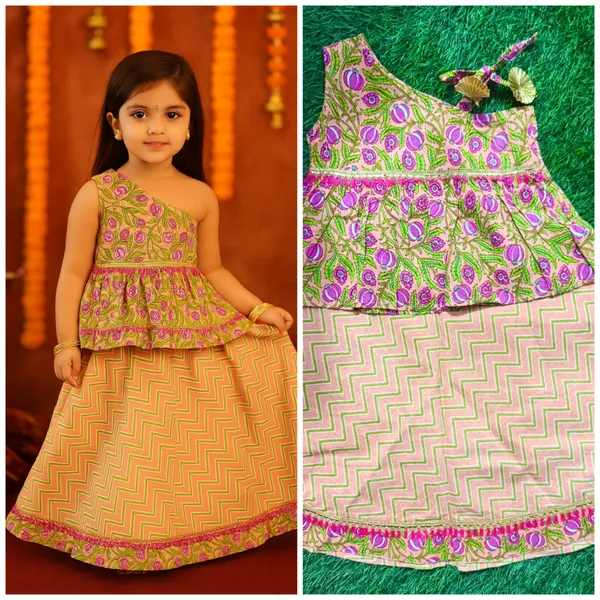 Multicolor_Cotton_Kurta_Pajama_Set_For_Girl