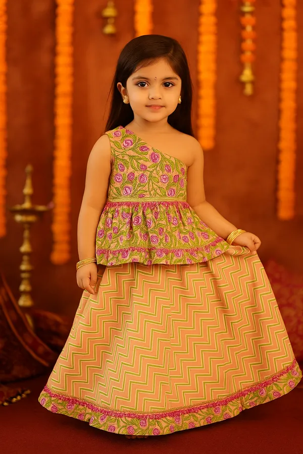 Multicolor_Cotton_Kurta_Pajama_Set_For_Girl
