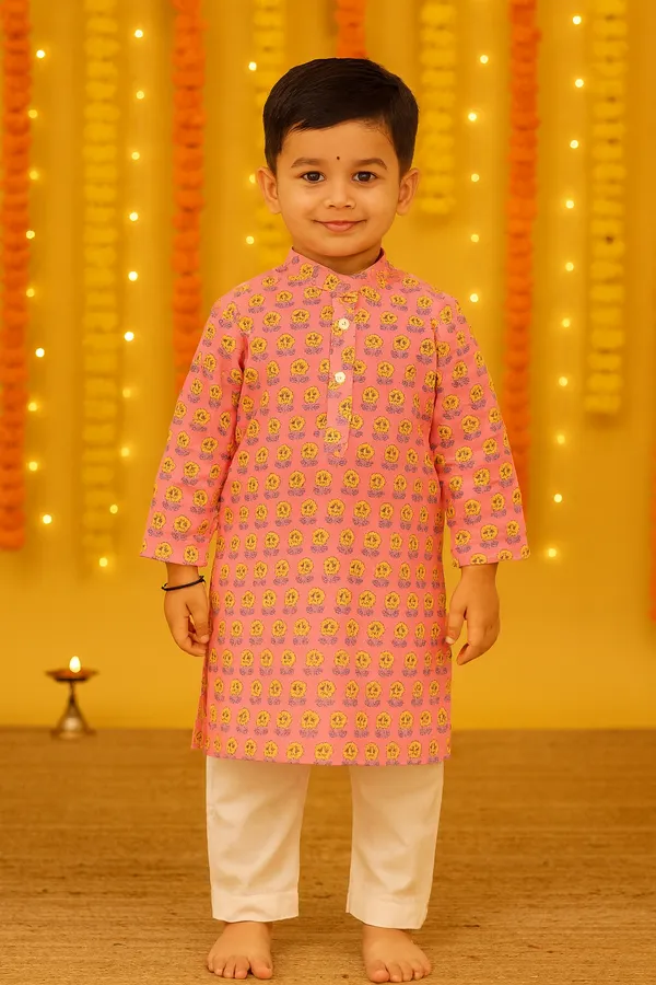 Orange_Cotton_Kurta_Pajama_Dhoti_Set_For_Boy