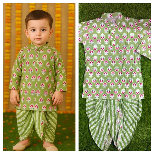 Green_Cotton_Kurta_Pajama_Dhoti_Set_For_Boy