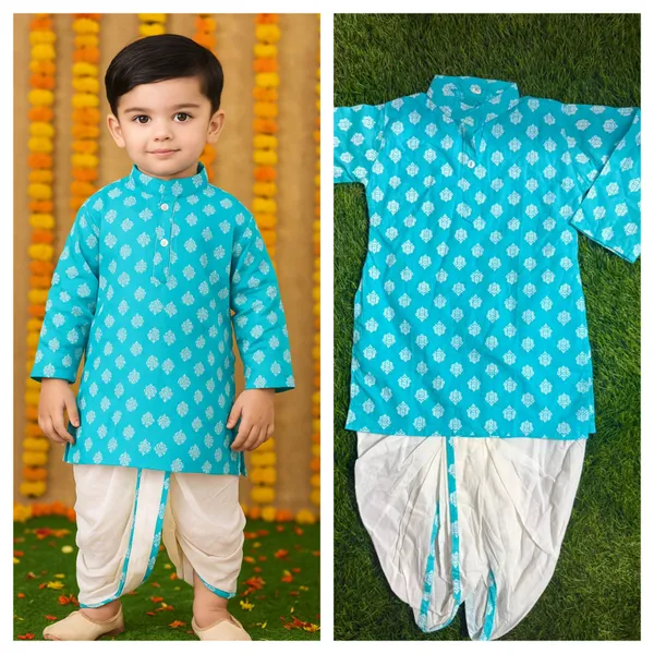 Light_Blue_Cotton_Kurta_Pajama_Dhoti_Set_For_Boy