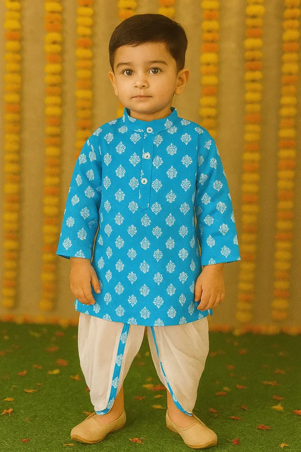Dark_Blue__Cotton_Kurta_Pajama_Dhoti_Set_For_Boy