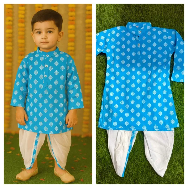 Dark_Blue__Cotton_Kurta_Pajama_Dhoti_Set_For_Boy