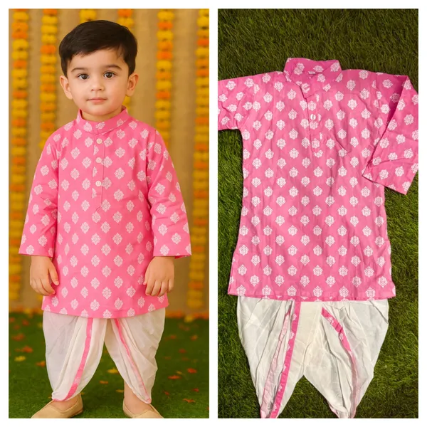 Pink_Cotton_Kurta_Pajama_Dhoti_Set_For_Boy