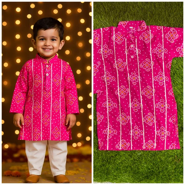 Dark_Pink_Cotton_Kurta_Pajama_Dhoti_Set_For_Boy