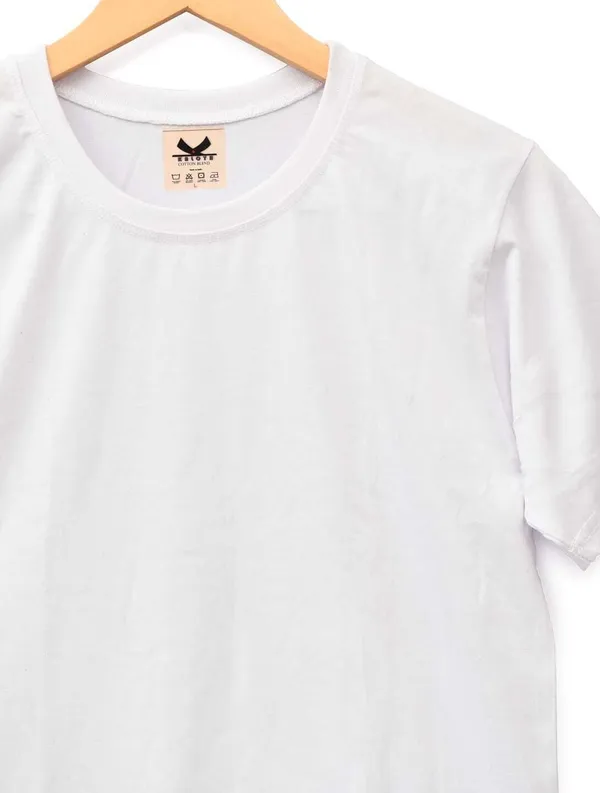 White_Cotton_Blend_Solid_Regular_T-Shirt_For_Men
