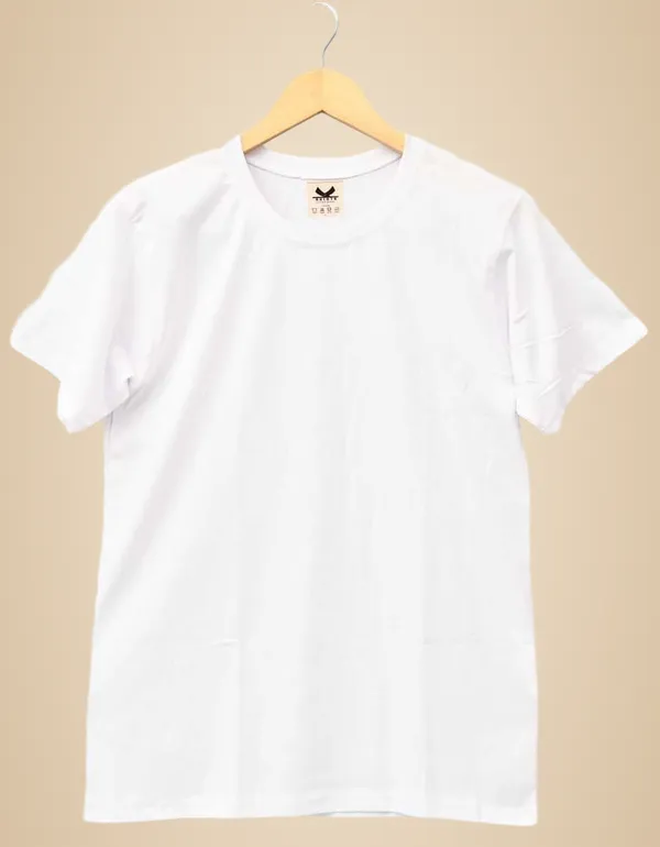 White_Cotton_Blend_Solid_Regular_T-Shirt_For_Men