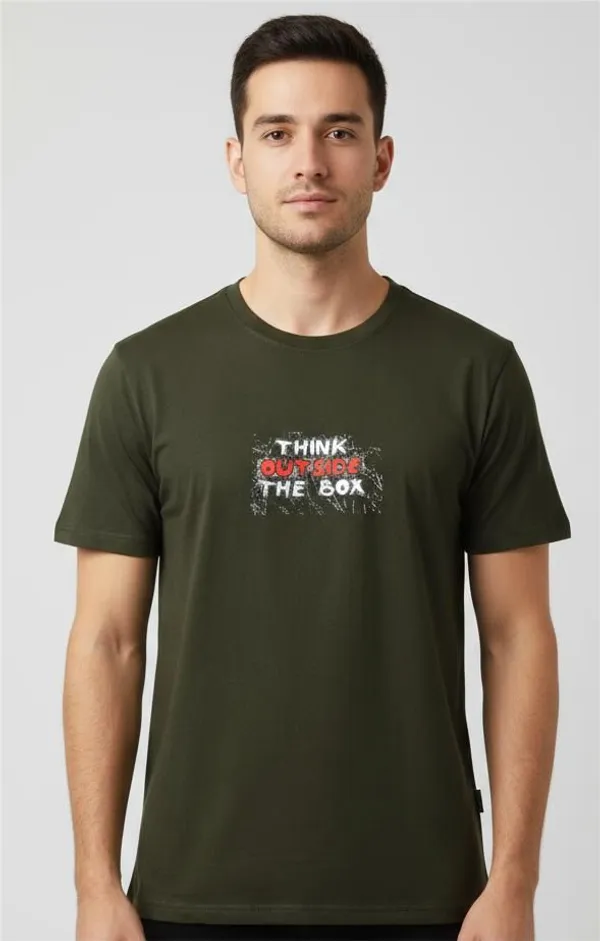 Dark_Green_Cotton_Blend_Printed_Regular_T-Shirt_For_Men