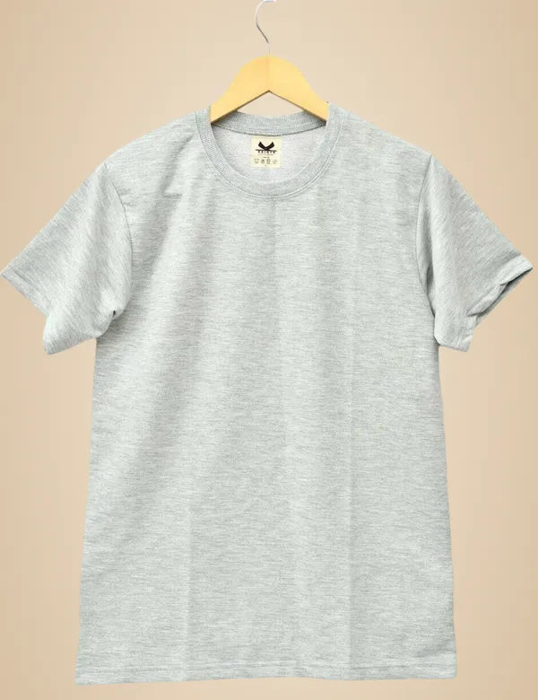Grey_Cotton_Blend_Solid_Regular_T-Shirt_For_Men