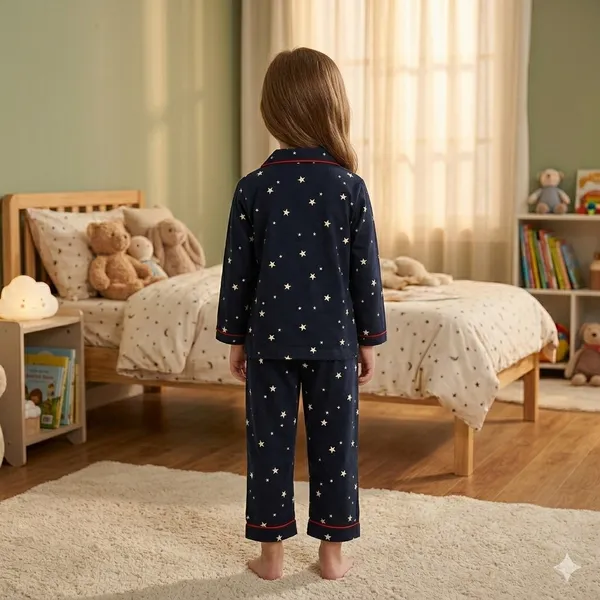 Starry_Night_Kids_Pajama_Set_�_Navy_Blue
