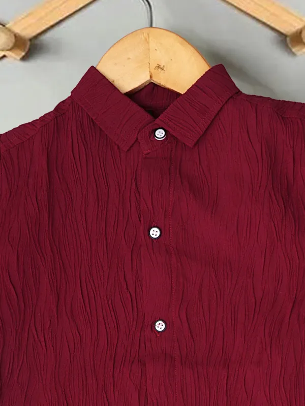 Boys_Maroon_Cotton_Shirt_&_Shorts_Set