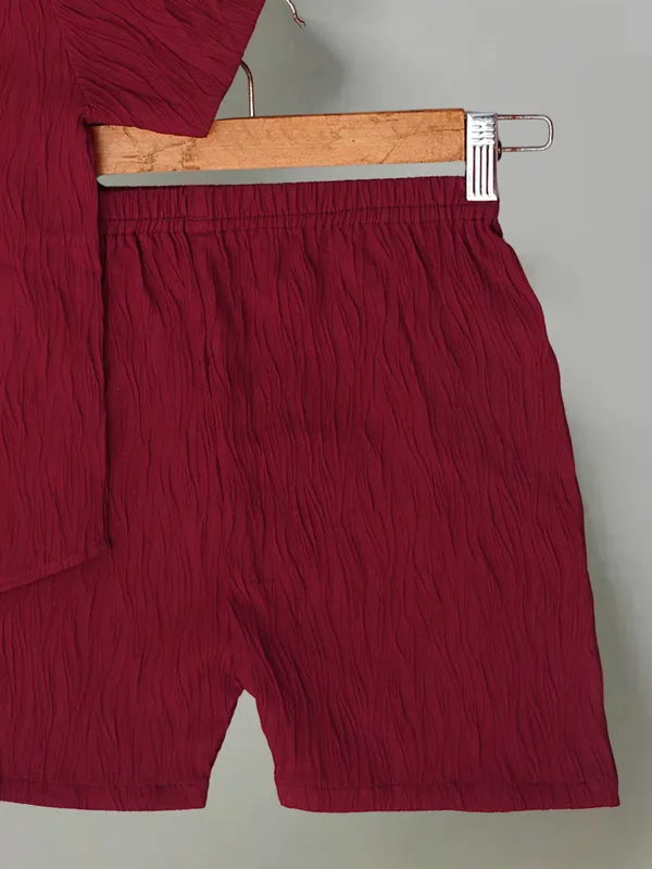 Boys_Maroon_Cotton_Shirt_&_Shorts_Set