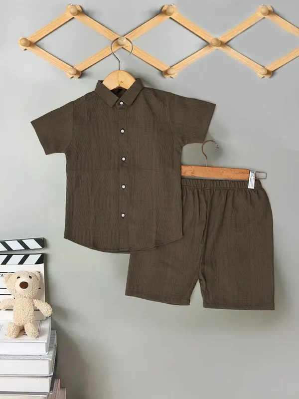 Boys_Olive_Green_Cotton_Shirt_&_Shorts_Set