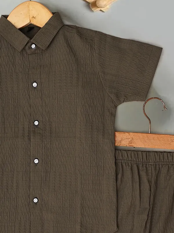 Boys_Olive_Green_Cotton_Shirt_&_Shorts_Set