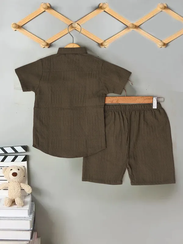 Boys_Olive_Green_Cotton_Shirt_&_Shorts_Set