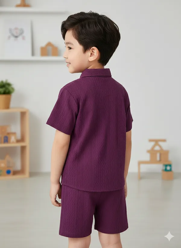 Boys_Solid_Wine_Cotton_Shirt_&_Shorts_Set