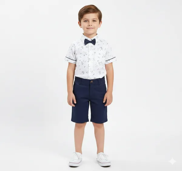 Boys�_Floral_Button-Down_Shirt_&_Navy_Shorts_Set