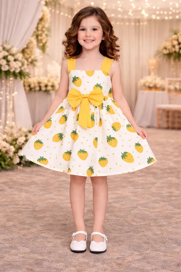 Sweet_Strawberry_Yellow_Bow_Party_Dress_for_Girls