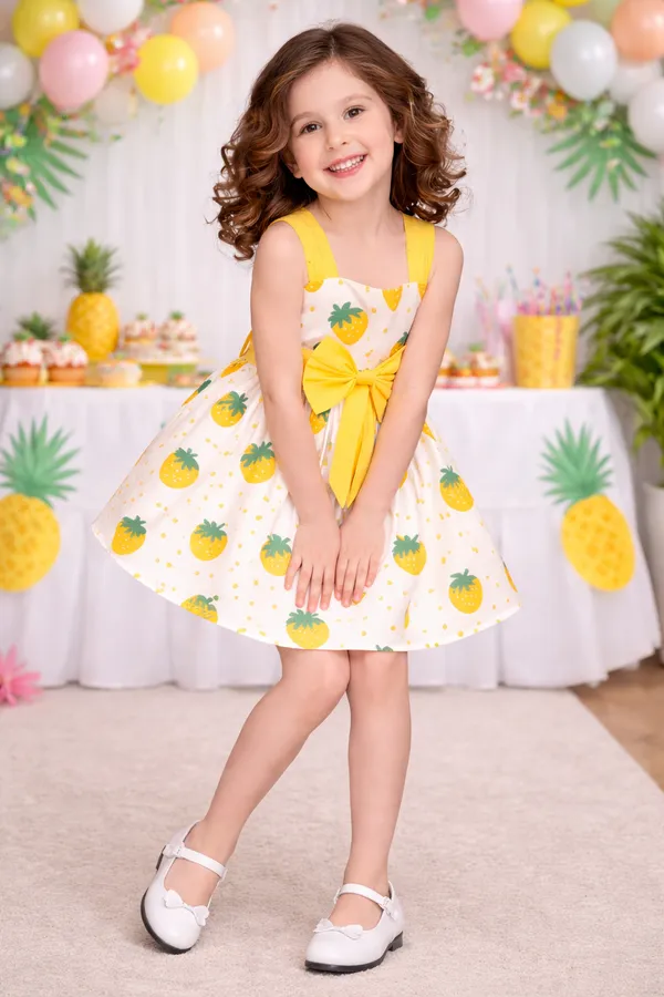 Sweet_Strawberry_Yellow_Bow_Party_Dress_for_Girls
