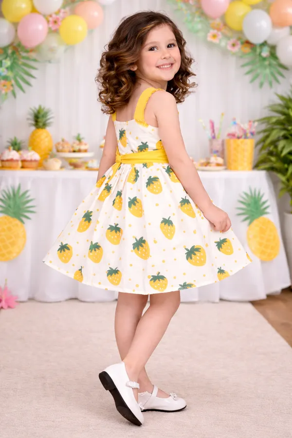 Sweet_Strawberry_Yellow_Bow_Party_Dress_for_Girls