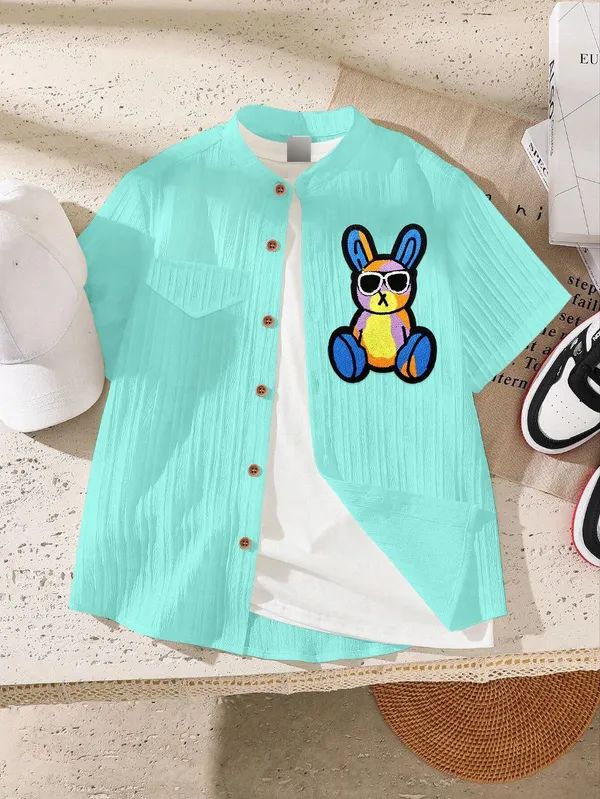 Froquiliz_Boys_Bunny_Patch_Aqua_Green_Shirt