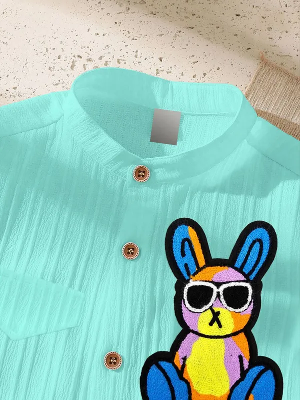 Froquiliz_Boys_Bunny_Patch_Aqua_Green_Shirt