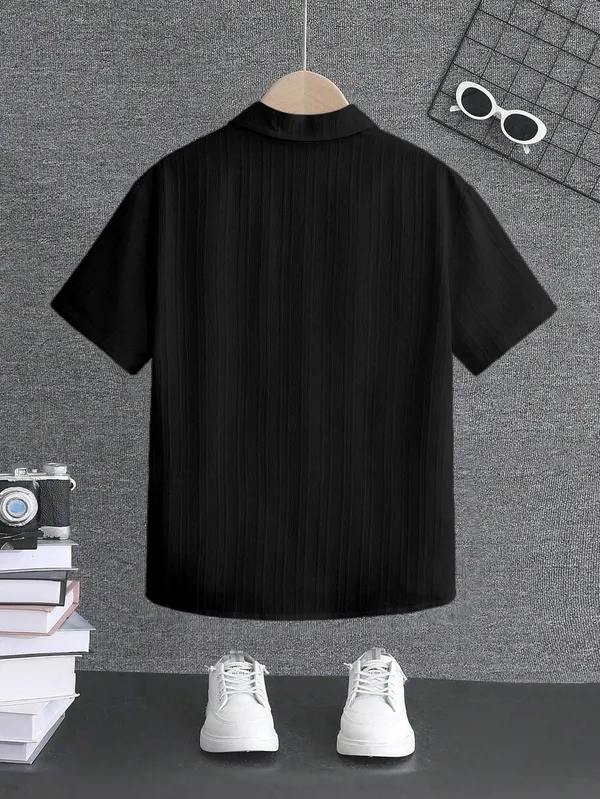 Froquiliz_Boys_Classic_Black_Half_Sleeve_Shirt