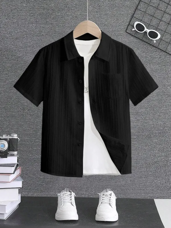 Froquiliz_Boys_Classic_Black_Half_Sleeve_Shirt