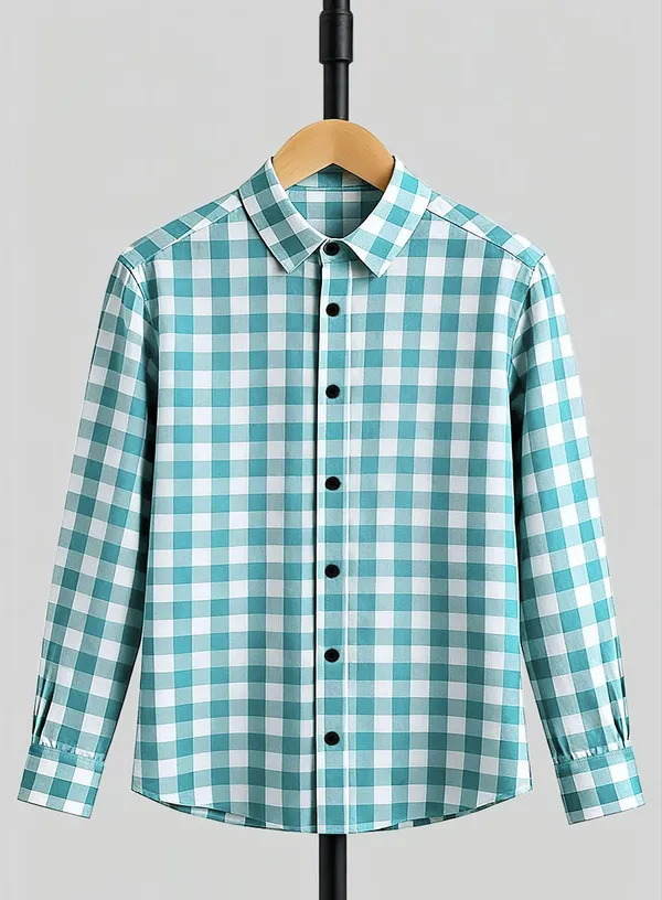 Froquiliz_Boys_Classic_Mint_Green_Checked_Full_Sleeve_Shirt