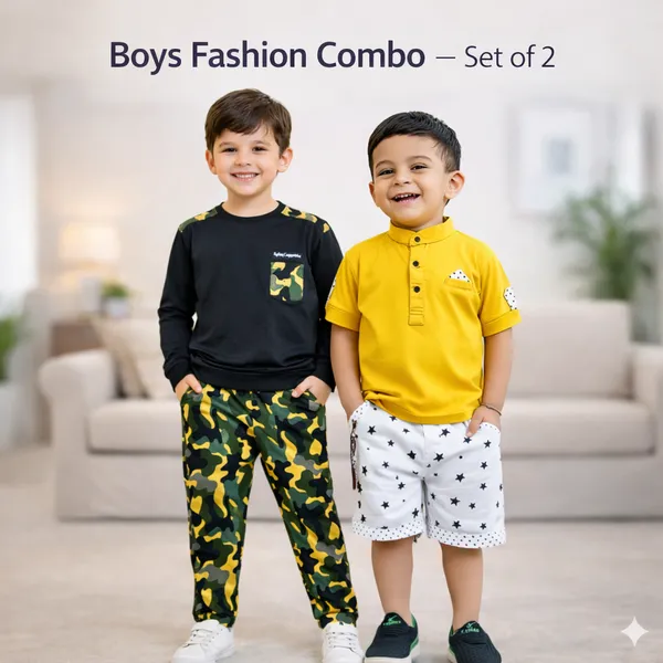 Froquiliz_Boys_Stylish_Combo_Pack_�_Camouflage_Jogger_Set_&_Yellow_Polo_Shorts_(Set_of_2)