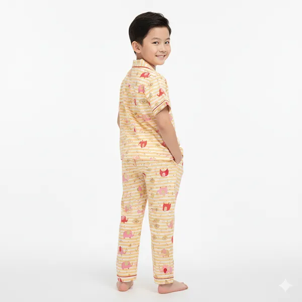 Froquiliz_Boys_Yellow_Elephant_Print_Cotton_Night_Suit_Set