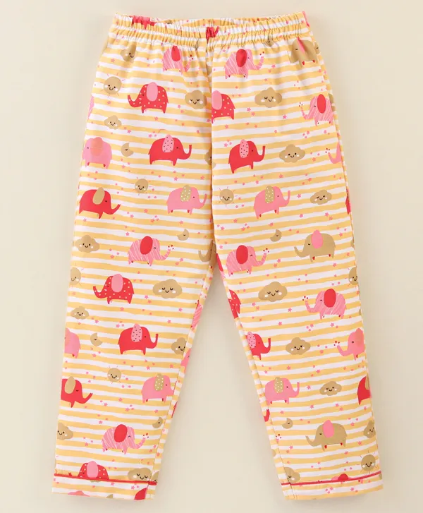 Froquiliz_Boys_Yellow_Elephant_Print_Cotton_Night_Suit_Set