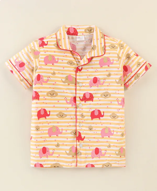 Froquiliz_Boys_Yellow_Elephant_Print_Cotton_Night_Suit_Set