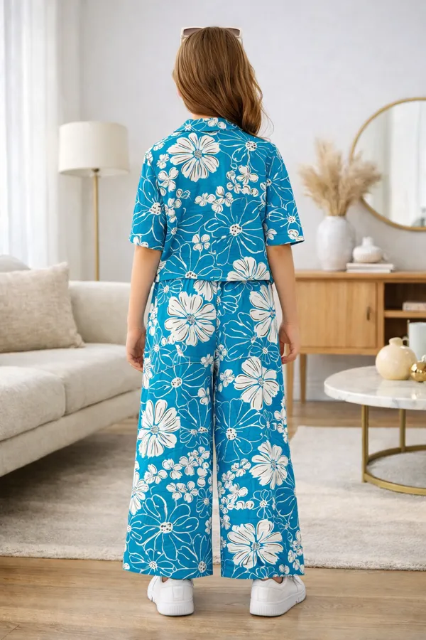 Girls_Blue_Floral_Printed_Co-Ord_Set_with_Wide_Leg_Pants