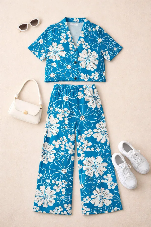 Girls_Blue_Floral_Printed_Co-Ord_Set_with_Wide_Leg_Pants