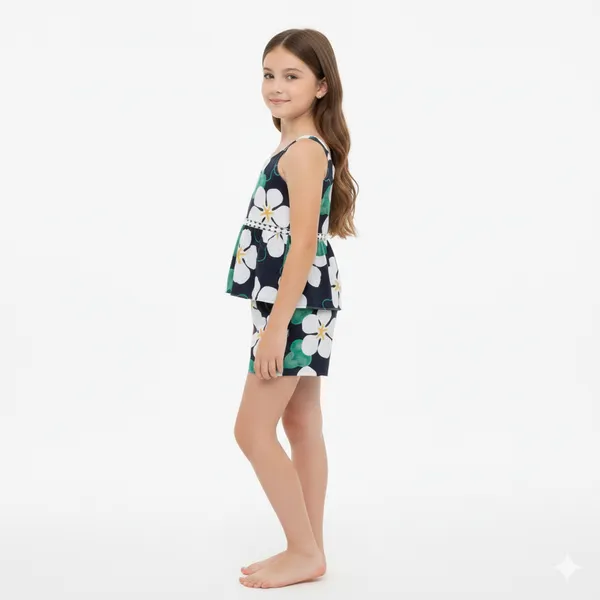Girls_Floral_Printed_Top_&_Shorts_Set