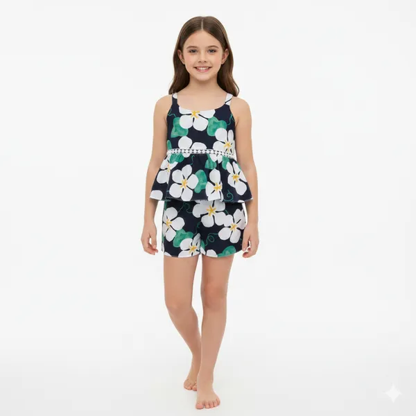Girls_Floral_Printed_Top_&_Shorts_Set
