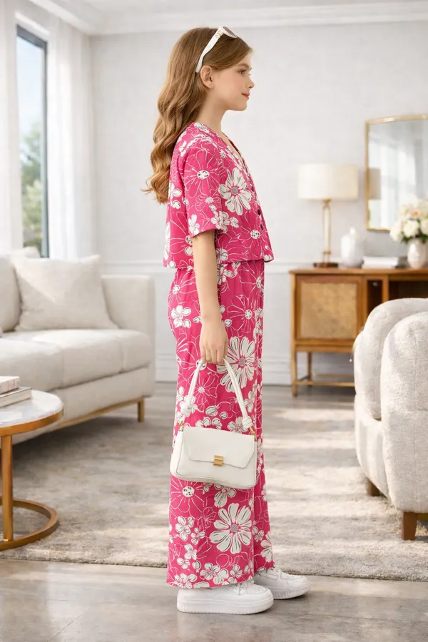Girls_Pink_Floral_Printed_Shirt_&_Wide_Leg_Pants_Co-Ord_Set